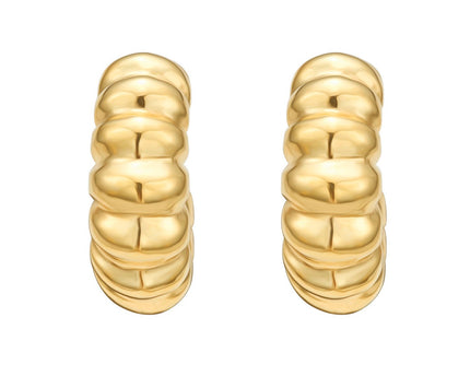 Sterling Silver Yellow Gold Plated Twisted C Hoop Earrings