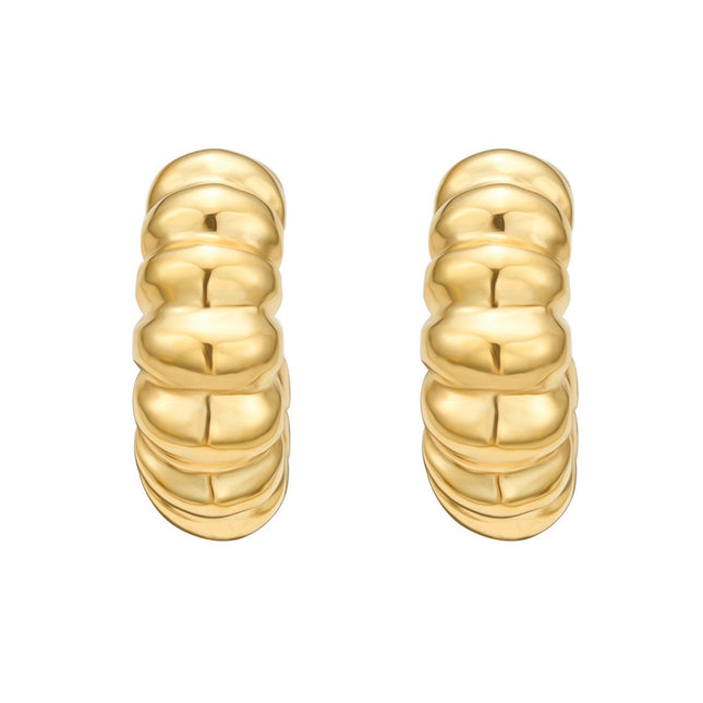 Sterling Silver Yellow Gold Plated Twisted C Hoop Earrings