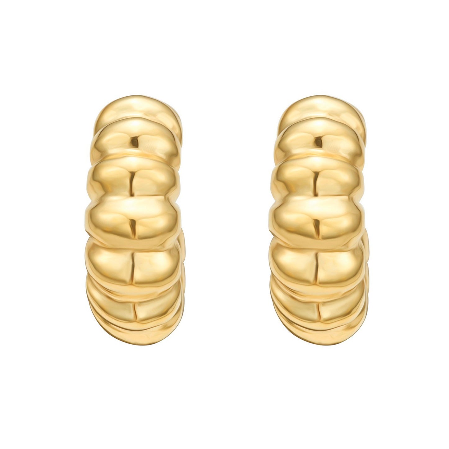 Sterling Silver Yellow Gold Plated Twisted C Hoop Earrings