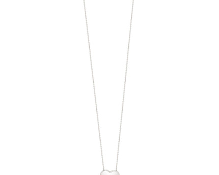 Sterling Silver Rhodium Plated Puffy Heart Necklace
