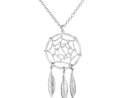 Sterling Silver 17 inch Necklace with Dream Catcher Pendant