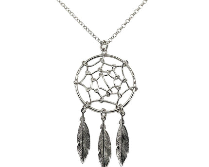 Sterling Silver 17 inch Necklace with Dream Catcher Pendant