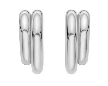 Sterling Silver Double Row Big and Small Round Hoop Earrings