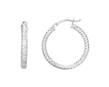 Sterling Silver Large Hoop Earrings with Braid Texture(3x20mm)