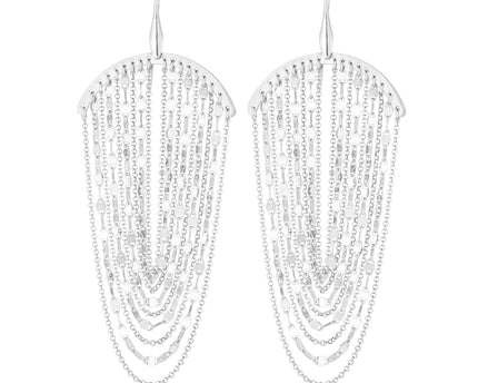 Sterling Silver Multi Strand Chain Drop Chandelier Earrings