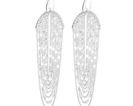 Sterling Silver Multi Strand Chain Drop Chandelier Earrings
