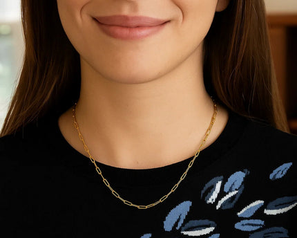 Sterling Silver Gold Plated Paperclip Chain (1.80 mm)