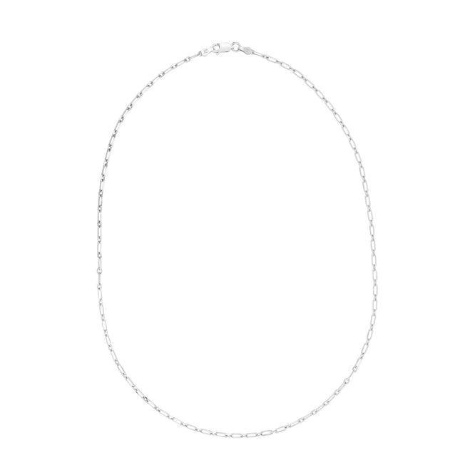 Sterling Silver Rhodium Plated Petite Alternating Paperclip Chain (3.15 mm)
