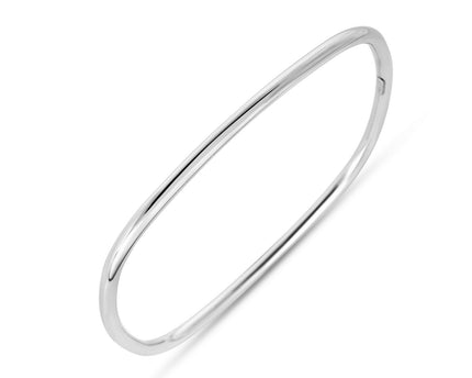 Sterling Silver Rhodium Plated Square Slip On Bangle (3.00 mm)