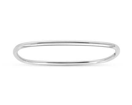Sterling Silver Rhodium Plated Square Slip On Bangle (3.00 mm)