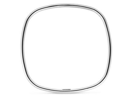 Sterling Silver Rhodium Plated Square Slip On Bangle (3.00 mm)