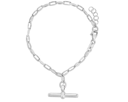 Sterling Silver Rhodium Plated Toggle Link Bracelet