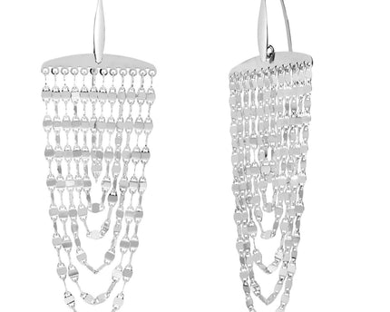 Sterling Silver Multi Strand Chain Drop Chandelier Earrings