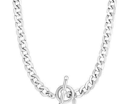 Sterling Silver Polished Wide Link Toggle Necklace