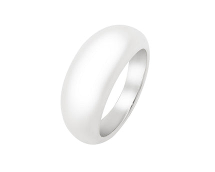 Sterling Silver Rhodium Plated Sculpted Domed Ring
