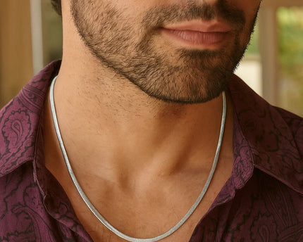 Sterling Silver Rhodium Plated Oval Snake Chain (2.60 mm)
