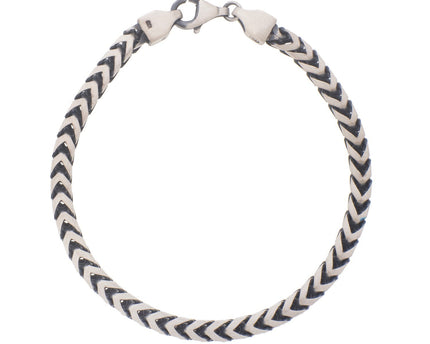 Sterling Silver Gunmetal Finish Franco Link Bracelet (4.60 mm)
