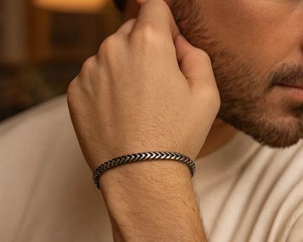 Sterling Silver Gunmetal Finish Franco Link Bracelet (4.60 mm)