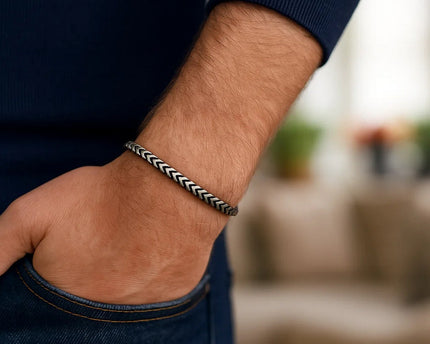 Sterling Silver Gunmetal Finish Franco Link Bracelet (4.60 mm)