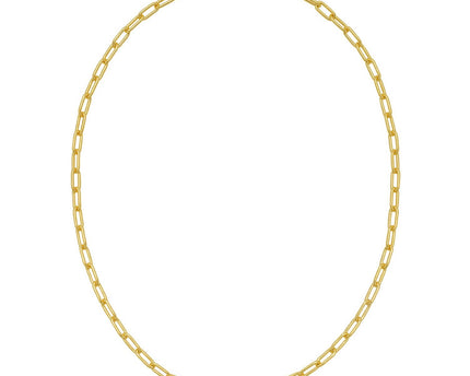 Sterling Silver Yellow Gold Plated Round Link Paperclip Chain (5.20 mm)