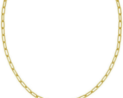 Sterling Silver Yellow Gold Plated Round Link Paperclip Chain (5.20 mm)