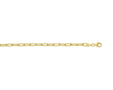 Sterling Silver Yellow Gold Plated Round Link Paperclip Chain (5.20 mm)