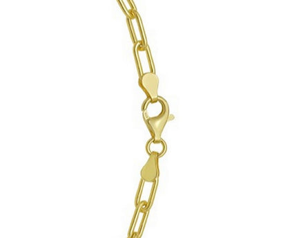 Sterling Silver Yellow Gold Plated Round Link Paperclip Chain (5.20 mm)