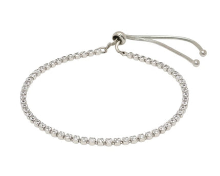 Adjustable Tennis Style Bracelet with Cubic Zirconia in Sterling Silver(4.00 mm)