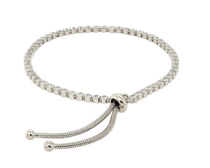 Adjustable Tennis Style Bracelet with Cubic Zirconia in Sterling Silver(4.00 mm)