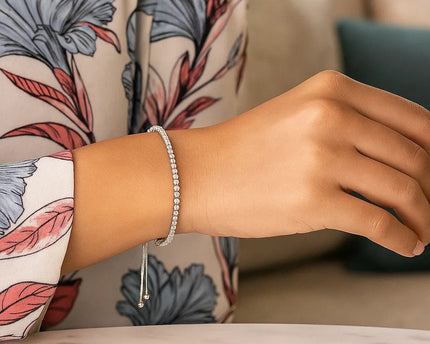 Adjustable Tennis Style Bracelet with Cubic Zirconia in Sterling Silver(4.00 mm)
