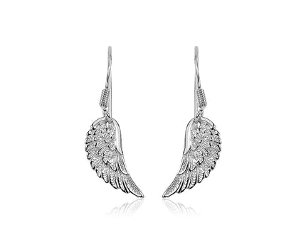 Sterling Silver Textured Angel Wing Earrings