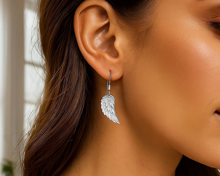 Sterling Silver Textured Angel Wing Earrings