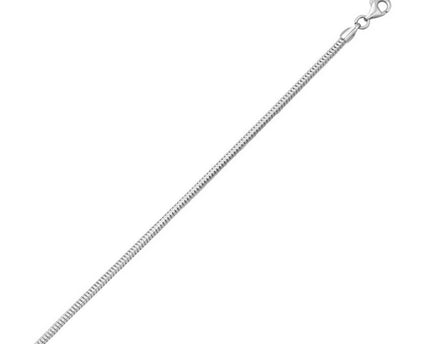 Sterling Silver Rhodium Plated Octagonal Snake Chain (2.40 mm)
