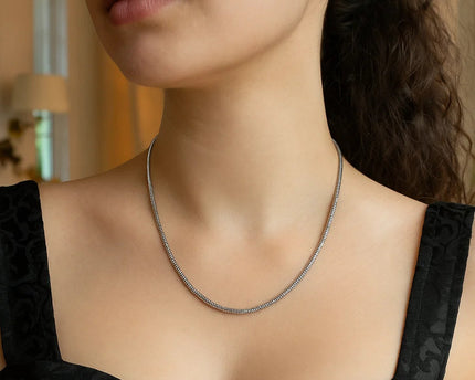Sterling Silver Rhodium Plated Octagonal Snake Chain (2.40 mm)