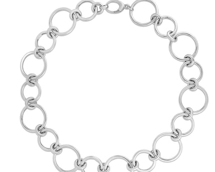 Sterling Silver Rhodium Plated Round Link Bracelet