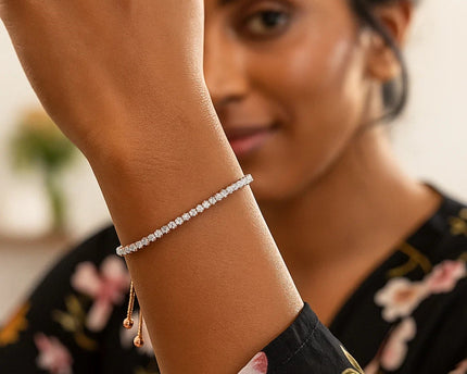 Adjustable Tennis Style Bracelet with Cubic Zirconia in Sterling Silver(5.10 mm)