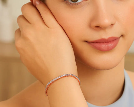 Adjustable Tennis Style Bracelet with Cubic Zirconia in Sterling Silver(5.10 mm)