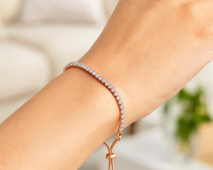 Adjustable Tennis Style Bracelet with Cubic Zirconia in Sterling Silver(5.10 mm)