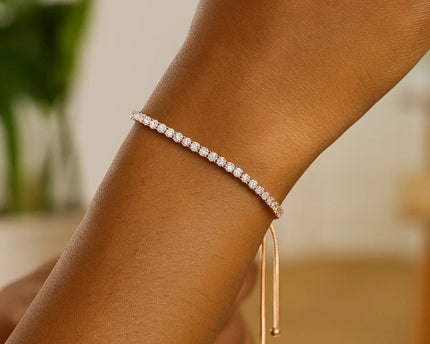 Adjustable Tennis Style Bracelet with Cubic Zirconia in Sterling Silver(5.10 mm)