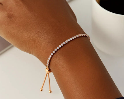 Adjustable Tennis Style Bracelet with Cubic Zirconia in Sterling Silver(5.10 mm)