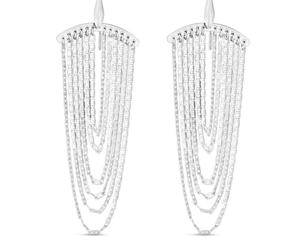 Sterling Silver Multi Strand Chain Drop Chandelier Earrings