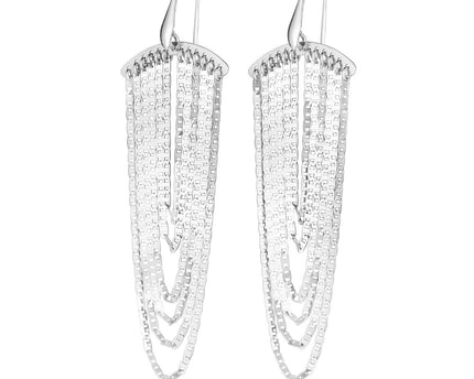 Sterling Silver Multi Strand Chain Drop Chandelier Earrings