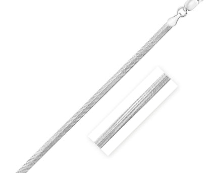 Sterling Silver Rhodium Plated Herringbone Chain (3.30 mm)