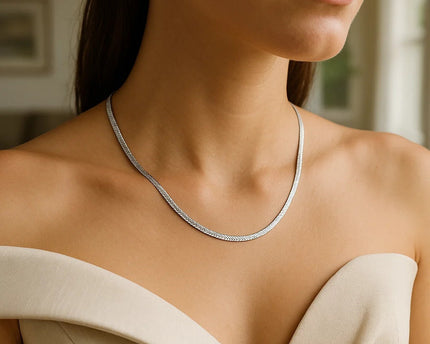 Sterling Silver Rhodium Plated Herringbone Chain (3.30 mm)