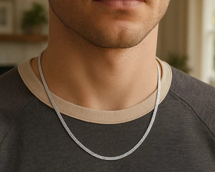 Sterling Silver Rhodium Plated Herringbone Chain (3.30 mm)