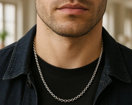 Sterling Silver Rhodium Plated Rolo Chain (5.70 mm)