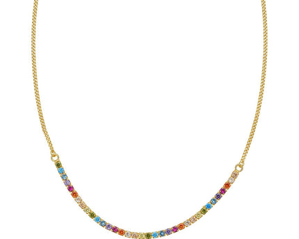 Sterling Silver Gold Plated Rainbow CZ Necklace