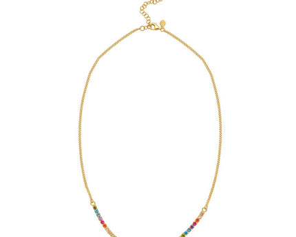 Sterling Silver Gold Plated Rainbow CZ Necklace