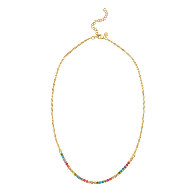 Sterling Silver Gold Plated Rainbow CZ Necklace