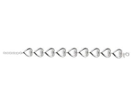 Sterling Silver Rhodium Plated Puffed Hearts Bracelet